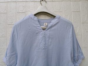 New with tag Korean Light Blue Button-Up Summer To