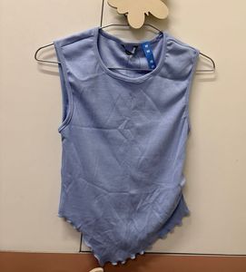 Light Blue Lettuce Hem Tank Top