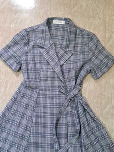 Plaid Wrap Dress with Belt