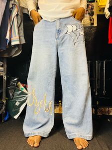 Custom Spiderweb & Flame Jeans