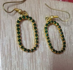 Oval Rhinestone Drop Earrings