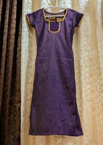 Purple Gold Brocade Ethnic Kurta