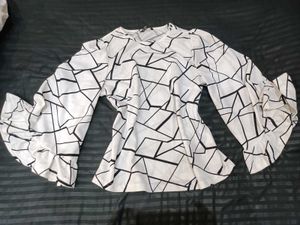 Stylish White Patterned Top