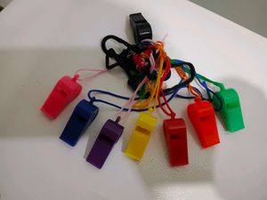 Plastic Sports Whistles with Lanyards