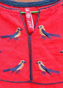 Red  Embroidered Kurti