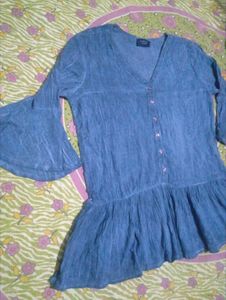 Blue Bell Sleeve Peplum Top