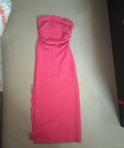 red strapless tube dress with slit valentine's spe