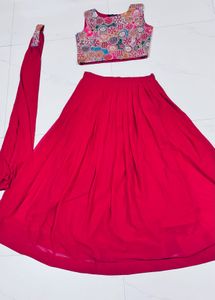Stunning Embroidered Crop Top &amp; Skirt Set