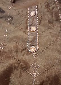 Olive Green Embroidered Stitch Kamish Salwar Dupat