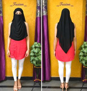 Elegant Black Sheer Naqab face piece double cover
