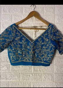Blue Lehenga Choli with Gold Embroidery