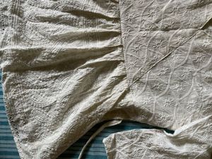 Off White Chikankari Frill Top