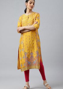 Elegant Yellow Printed Kurta