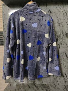 Cozy Heart Print Sleepwear Cardigan