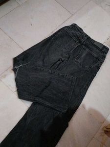 Stylish Black Distressed Wide Leg Jeans