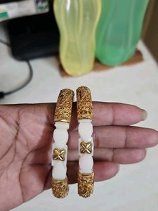 Elegant Gold & White Bangles