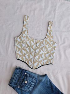 Boho Geometric Print Corset Top