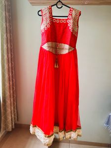 Stunning Red Embellished Ethnic Gown