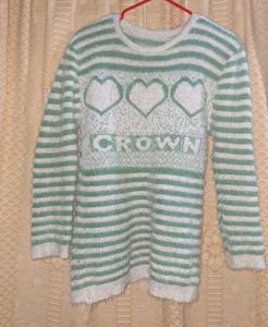 Cozy Striped Heart Sweater