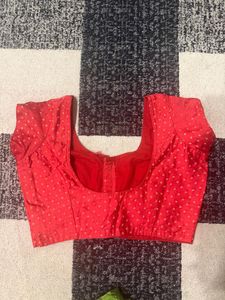 Red Blouse with Golden Dots