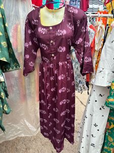 Burgundy Floral Midi Frock
