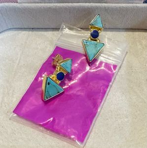 Real Turquoise &amp; Lapis Lazuli Gemstone Earrings