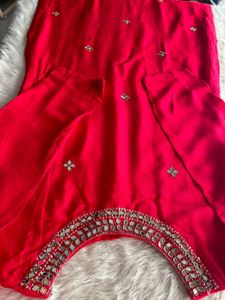 Negotiable Red Kurta Set with Mirror Work