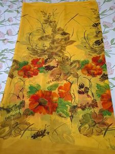 Yellow Floral Print Saree