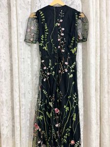 Shein Chic Embroidered Black Mesh Dress
