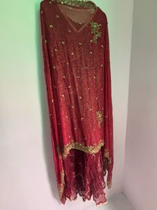 Embellished Red Kurta Set