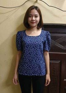 Charming Blue Heart Print Top
