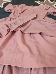 New Chic Pink A-Line Dress with Belt