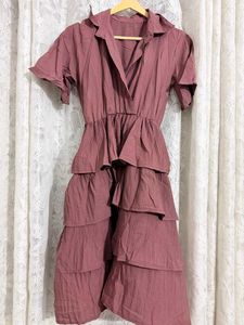 Korean style Ruffled Tiered Midi Dress