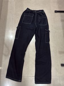 Black casual cargo pants