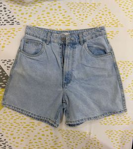 High Waist Light Wash Denim Shorts