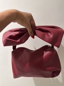 Chic Burgundy Bow Detail Clutch