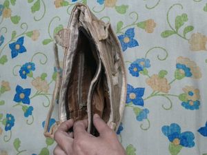 Brown cloth handbag