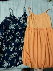 combo Floral &amp; Orange Tank Dresses