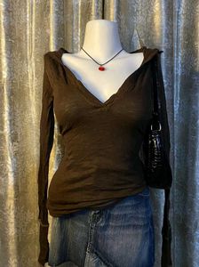 v neck y2k fitted top