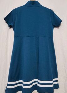 Blue Zip-Up Athletic Mini Dress