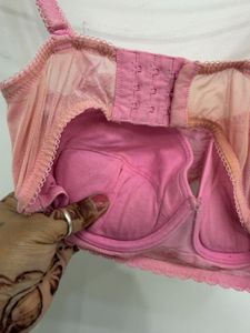 Pink Lace Trim Bra