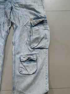 Light Wash Cargo Jeans