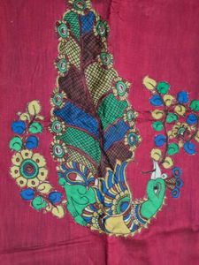 Hand-painted Peacock Design Cotton Fabric