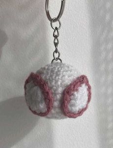 Crochet white spiderman Keychain