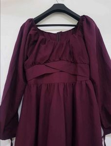 Chic and Elegant Maroon Fit &amp; Flare Midi