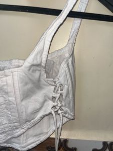 White Corset Crop Top