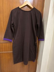 Woolen Kurta with Purple &amp; Green Embellishments