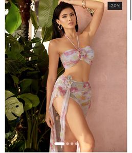 Boho Tie-Dye Swimsuit with Skirt