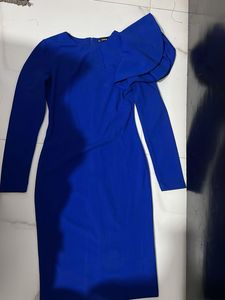 Elegant Royal Blue Ruffle Dress