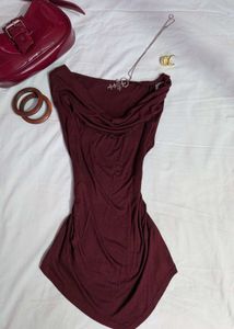 Burgundy Cowl Neck Sleeveless Top